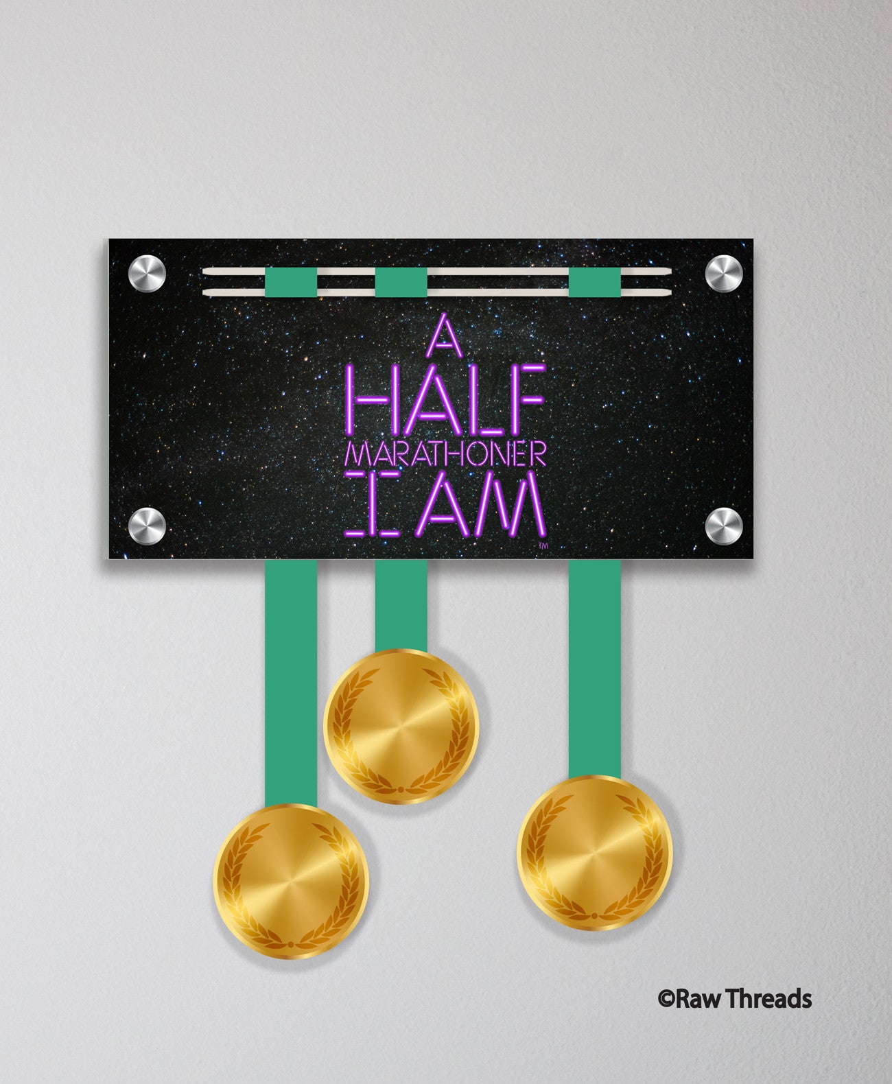 Acrylic Art: 'Half Marathoner I Am Purple Blade' Medal Display by Raw Threads®